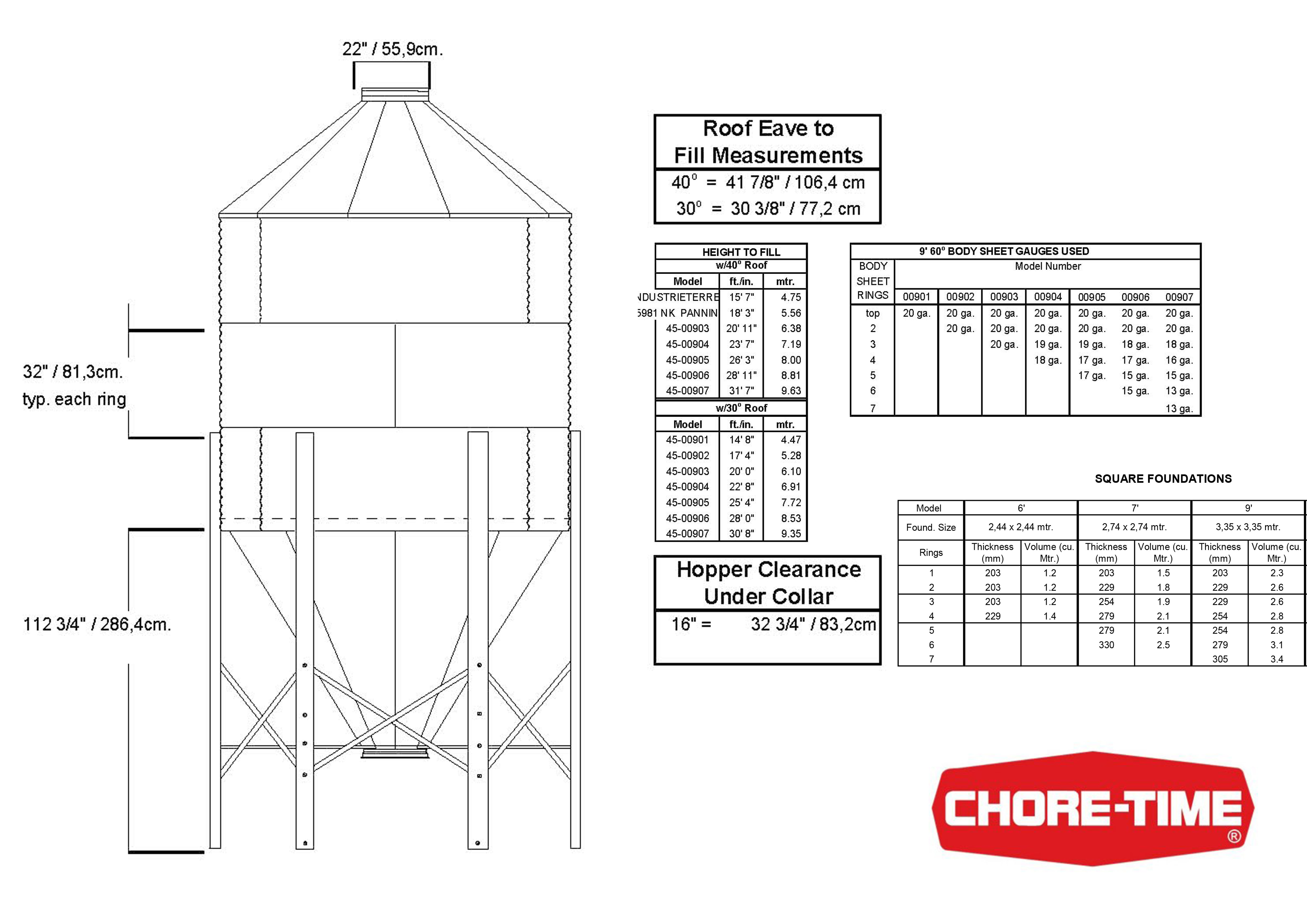 SILO CT BROCK Ø2,74 m 2R 10,8 Tm 16,9 m³ 5,56 m 40° TECHO W/SPRINGLOCK W/B.BOLTS